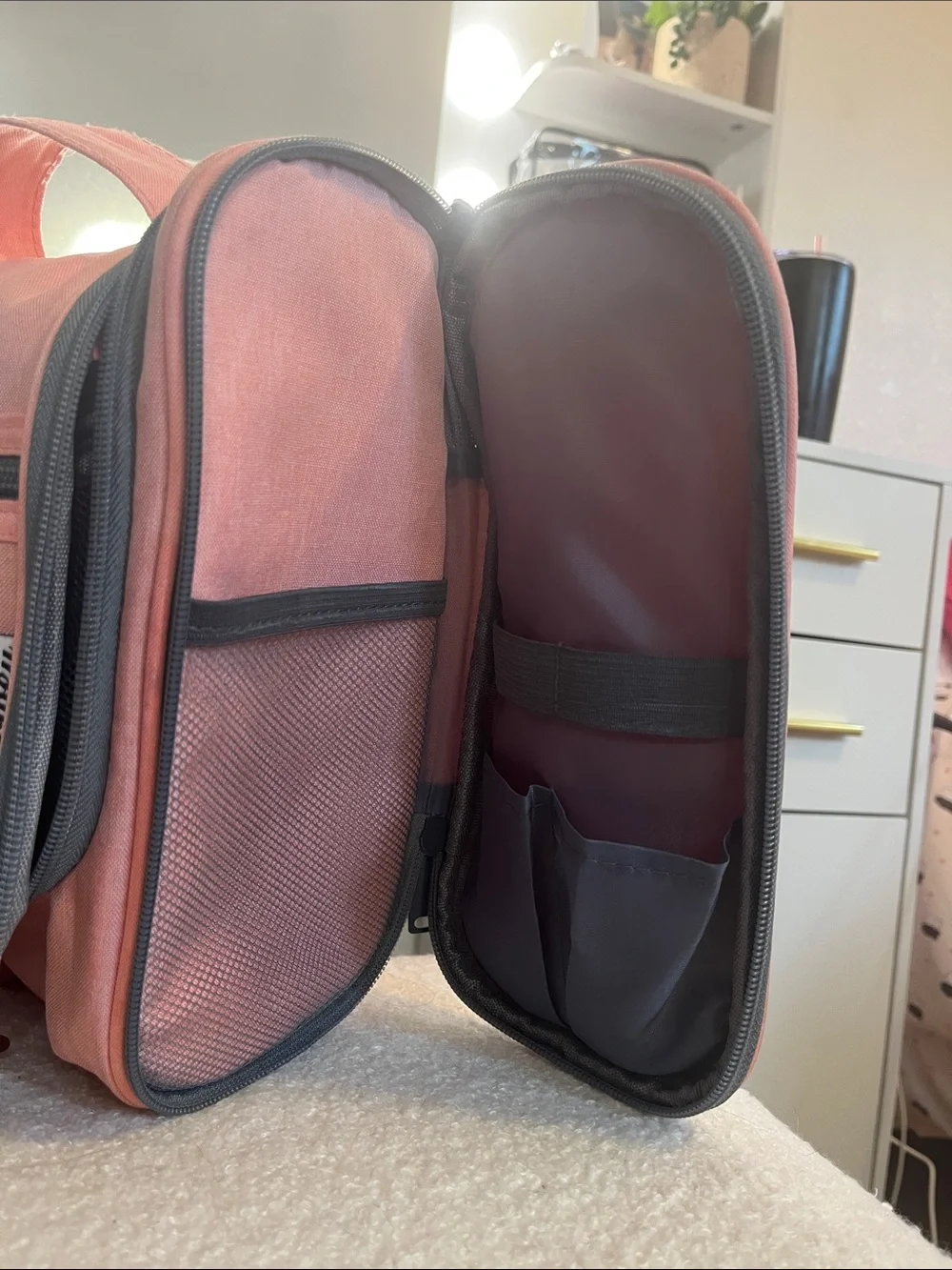Hanging Travel Organizer Toiletry Bag - Coral Pink